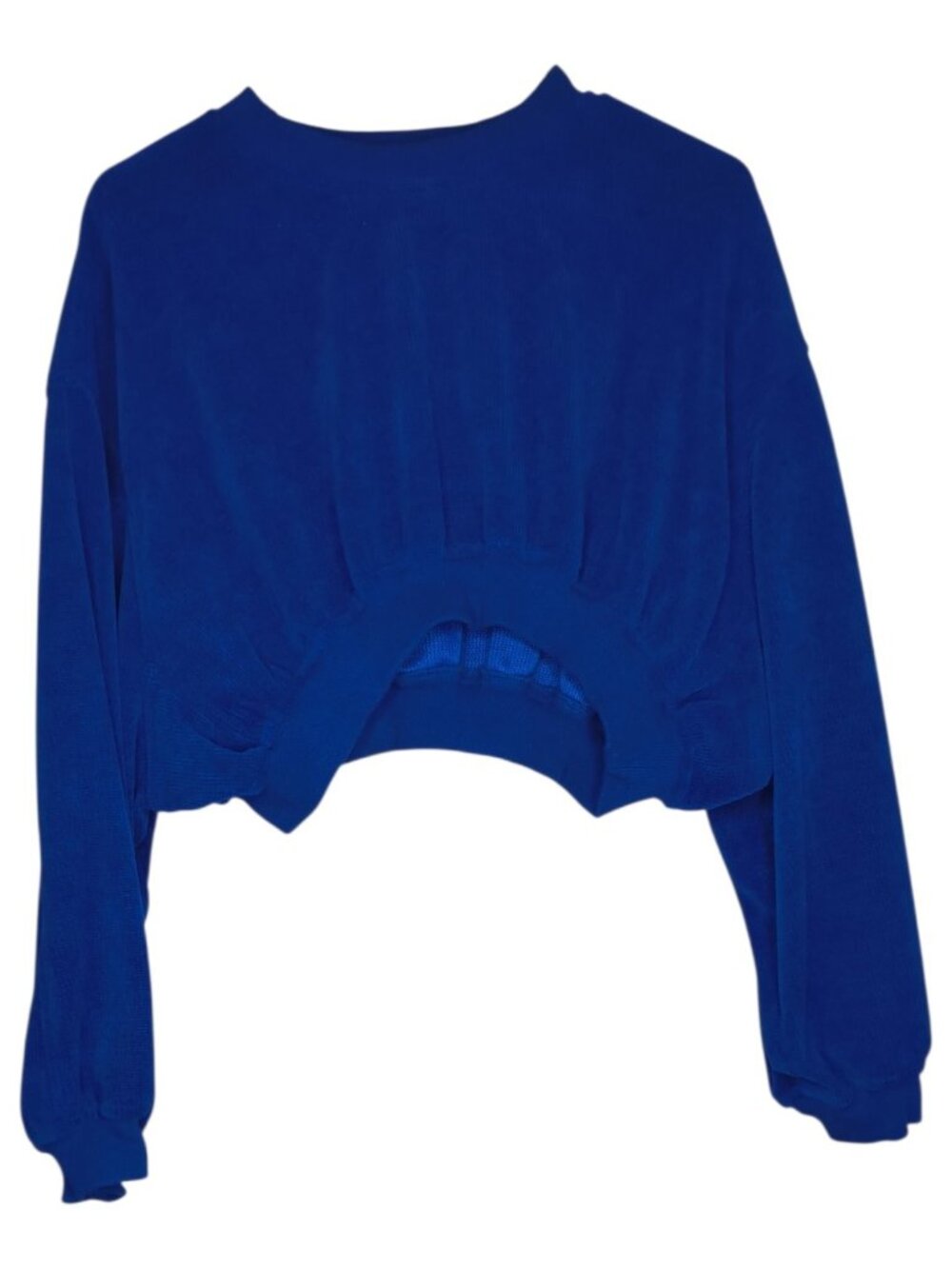 The Refinery Women's Size Medium Royal Blue Cropped Sweater Batwing Sleeve